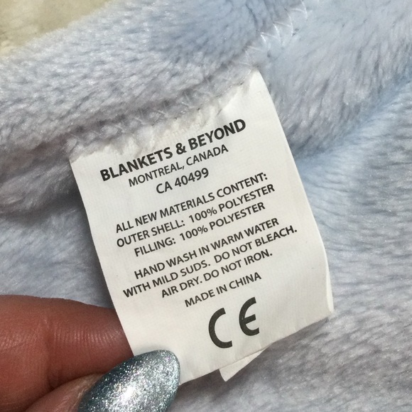 Blankets and Beyond White Blue Plush Bunny Rabbit Lovey Security Blanket Toy - Picture 5 of 9